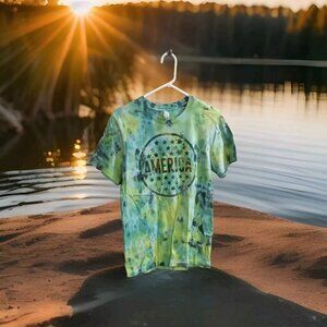 America Tie Dye T Shirt mens Medium unisex USA pride short sleeve multi color